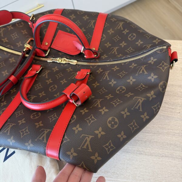Louis Vuitton Coquelicot Monogram Canvas Keepall Bandouliere 50 Bag