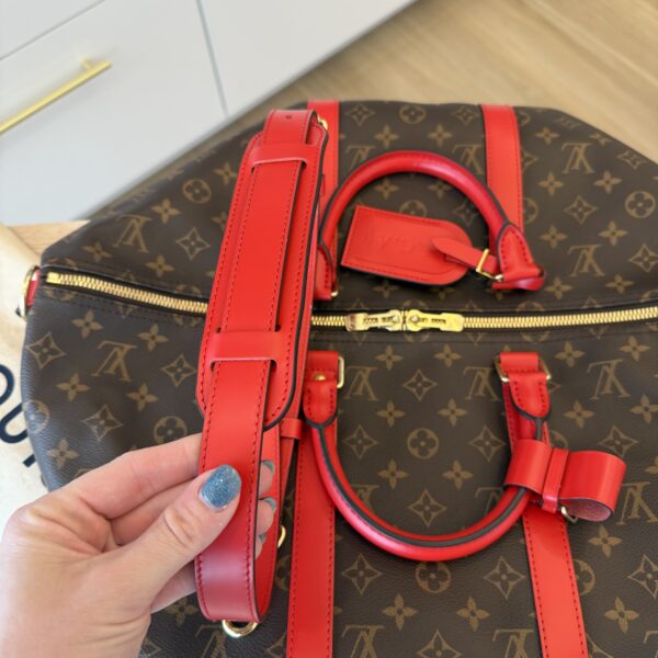 Louis Vuitton Coquelicot Monogram Canvas Keepall Bandouliere 50 Bag