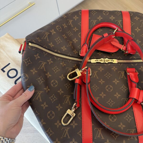 Louis Vuitton Coquelicot Monogram Canvas Keepall Bandouliere 50 Bag