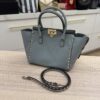 VALENTINO GARAVANI Vitello Small Rockstud Double Handle Tote Light Blue
