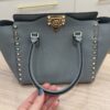 VALENTINO GARAVANI Vitello Small Rockstud Double Handle Tote Light Blue