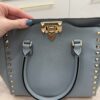 VALENTINO GARAVANI Vitello Small Rockstud Double Handle Tote Light Blue