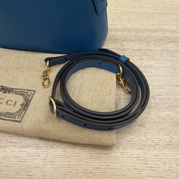 Gucci Textured Dollar Calfskin Mini Diana Dome Tote Bag Blue