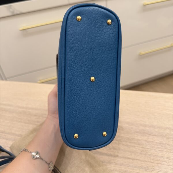 Gucci Textured Dollar Calfskin Mini Diana Dome Tote Bag Blue