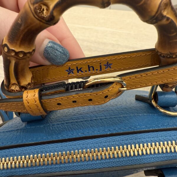 Gucci Textured Dollar Calfskin Mini Diana Dome Tote Bag Blue