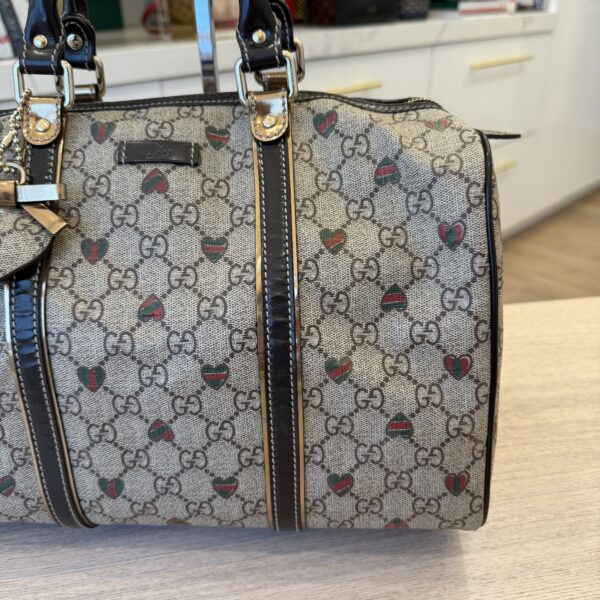 Gucci GG Plus Monogram Hearts Medium Joy Boston Dark Brown