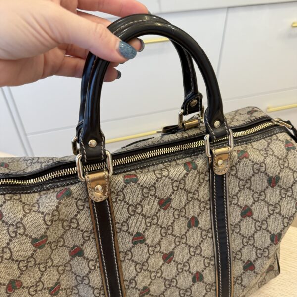 Gucci GG Plus Monogram Hearts Medium Joy Boston Dark Brown