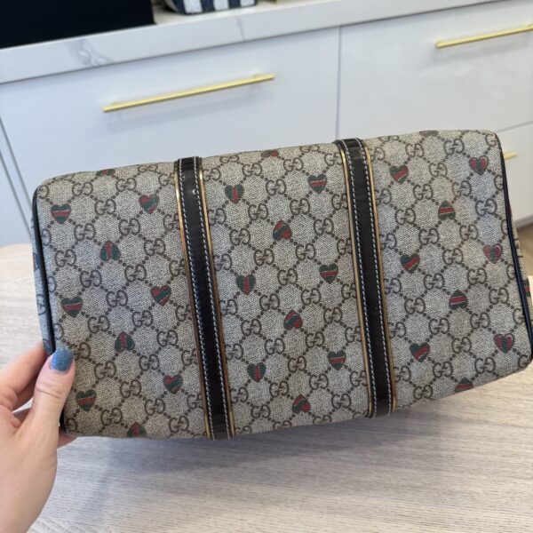Gucci GG Plus Monogram Hearts Medium Joy Boston Dark Brown
