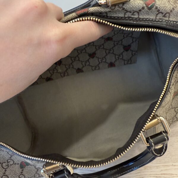 Gucci GG Plus Monogram Hearts Medium Joy Boston Dark Brown