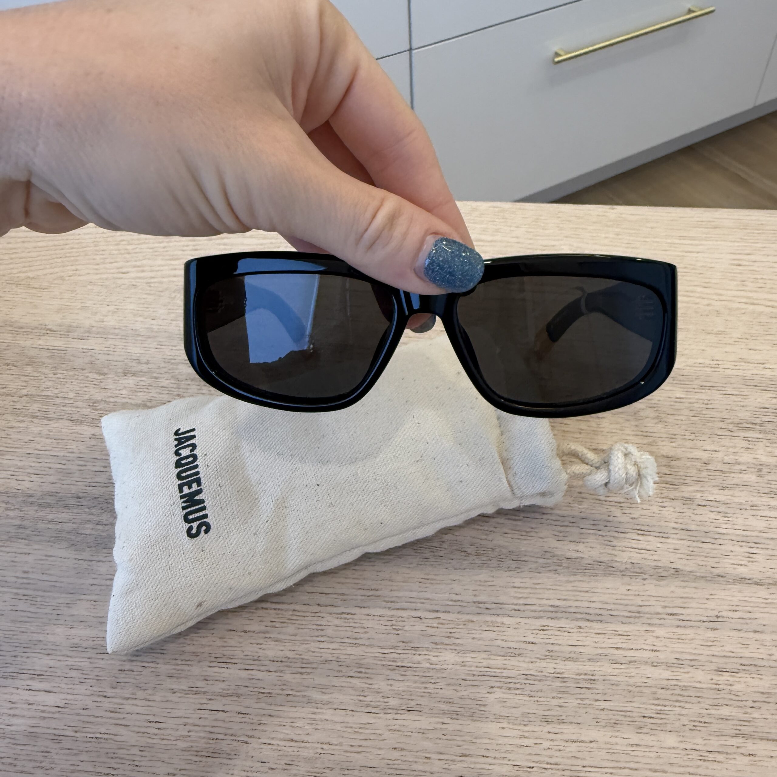 Jacquemus Les Lunettes Pilota Rectangular Sunglasses Black Yellow Gold