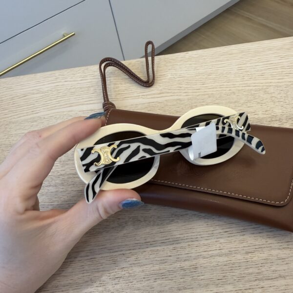 Celine Triomphe Acetate Oval Sunglasses Animal Brown