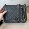 Chanel Washed Caviar Quilted Small Square Turn Around Ligne Flap Dark Gray