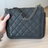 Chanel Washed Caviar Quilted Small Square Turn Around Ligne Flap Dark Gray