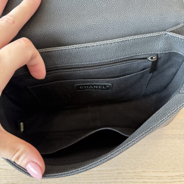 Chanel Washed Caviar Quilted Small Square Turn Around Ligne Flap Dark Gray