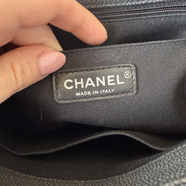 Chanel Washed Caviar Quilted Small Square Turn Around Ligne Flap Dark Gray