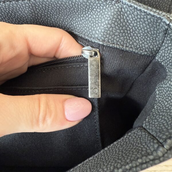 Chanel Washed Caviar Quilted Small Square Turn Around Ligne Flap Dark Gray