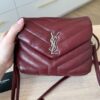 Saint Laurent (YSL) Calfskin Y Quilted Monogram Toy Loulou Satchel Burgundy and Silver hardware