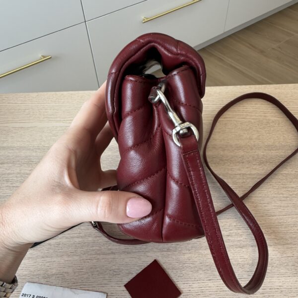 Saint Laurent (YSL) Calfskin Y Quilted Monogram Toy Loulou Satchel Burgundy and Silver hardware