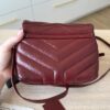 Saint Laurent (YSL) Calfskin Y Quilted Monogram Toy Loulou Satchel Burgundy and Silver hardware