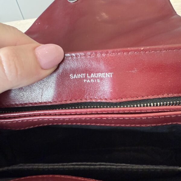 Saint Laurent (YSL) Calfskin Y Quilted Monogram Toy Loulou Satchel Burgundy and Silver hardware