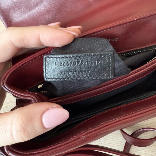 Saint Laurent (YSL) Calfskin Y Quilted Monogram Toy Loulou Satchel Burgundy and Silver hardware