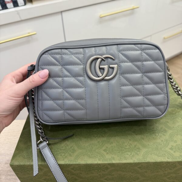 Gucci Matelasse Small GG Marmont Grey and Palladium Hardware (New Model)
