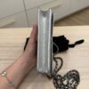 Chanel Metallic Lambskin Chevron Wallet On Chain WOC Silver