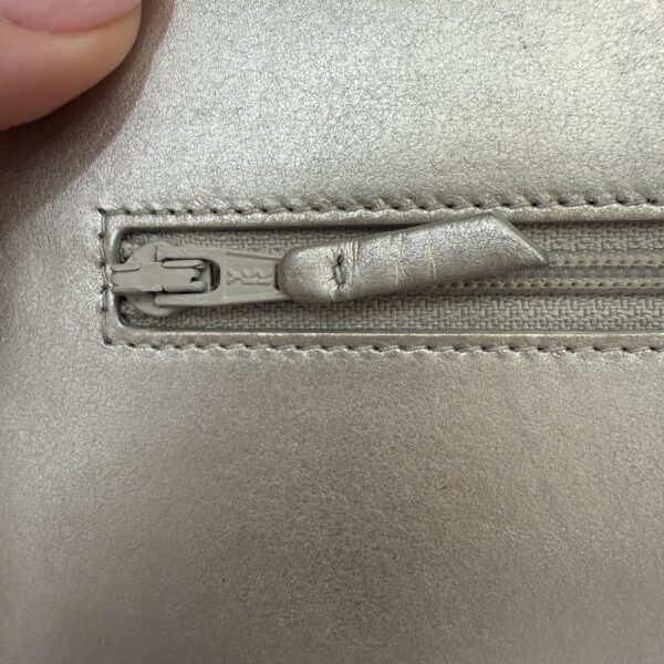 Chanel Metallic Lambskin Chevron Wallet On Chain WOC Silver