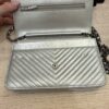Chanel Metallic Lambskin Chevron Wallet On Chain WOC Silver