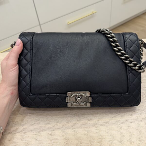 Chanel Calfskin New Medium Boy Reverso Flap Navy