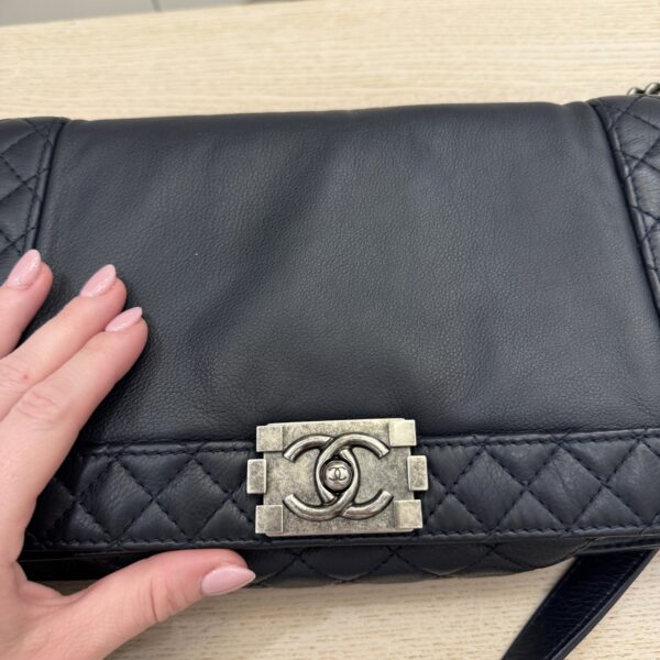 Chanel Calfskin New Medium Boy Reverso Flap Navy