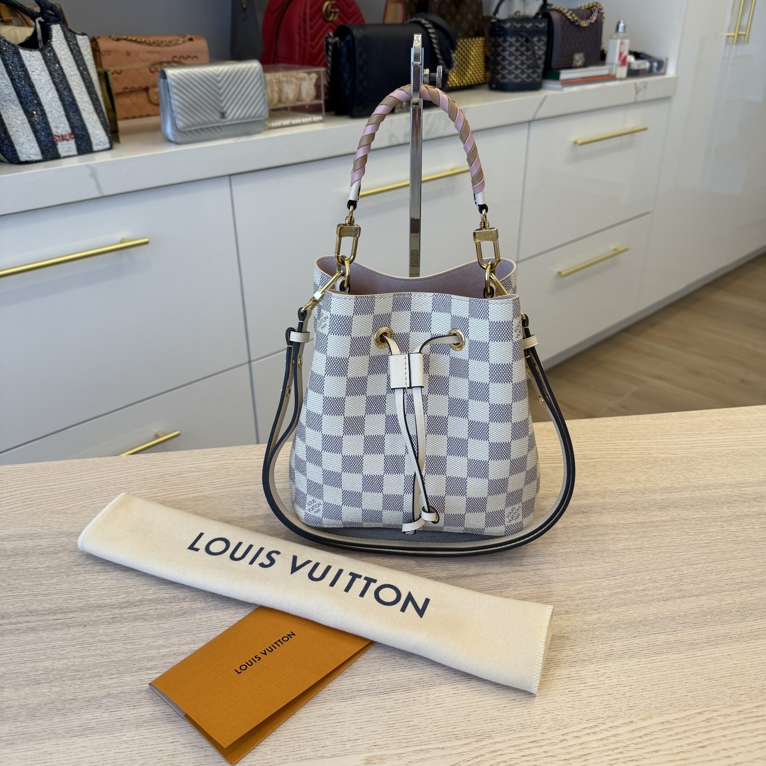 Louis Vuitton Damier Azur Braided Neonoe BB Pink