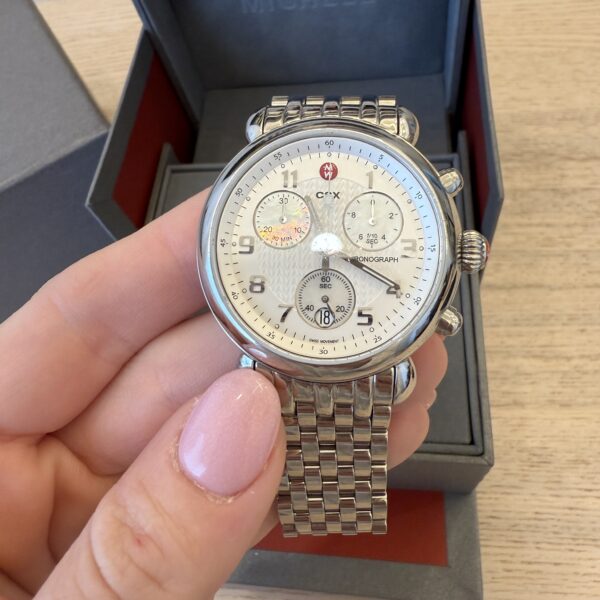 Michele CSX 36MM Stainless Steel & Diamond Link Bracelet Watch