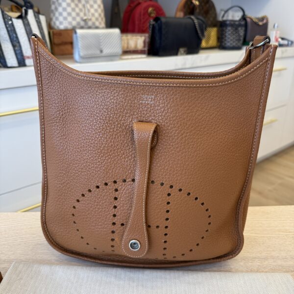 Hermes Taurillon Clemence Evelyne III PM Gold