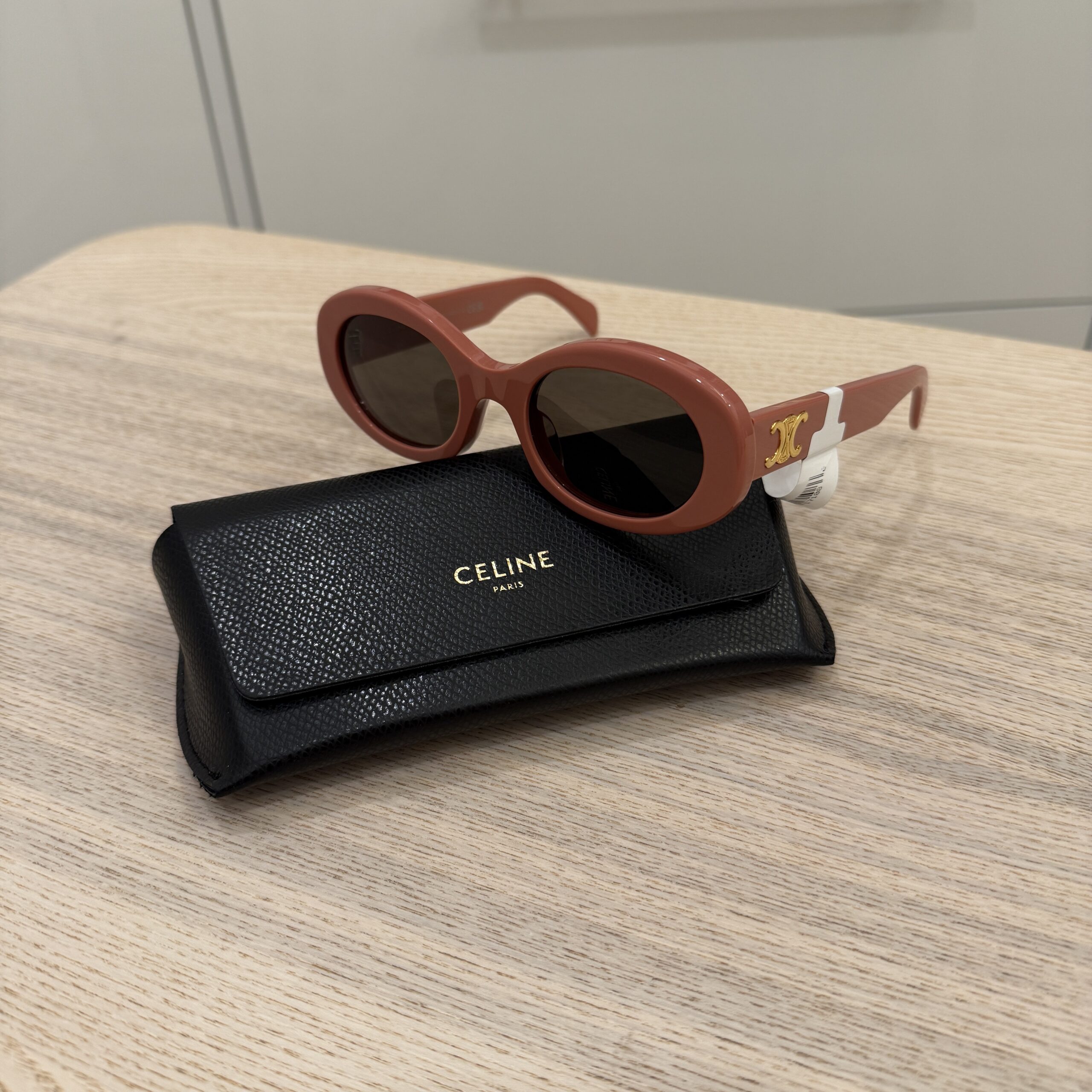 Celine Sunglasses Triomphe Oval Shiny Pink Smoke