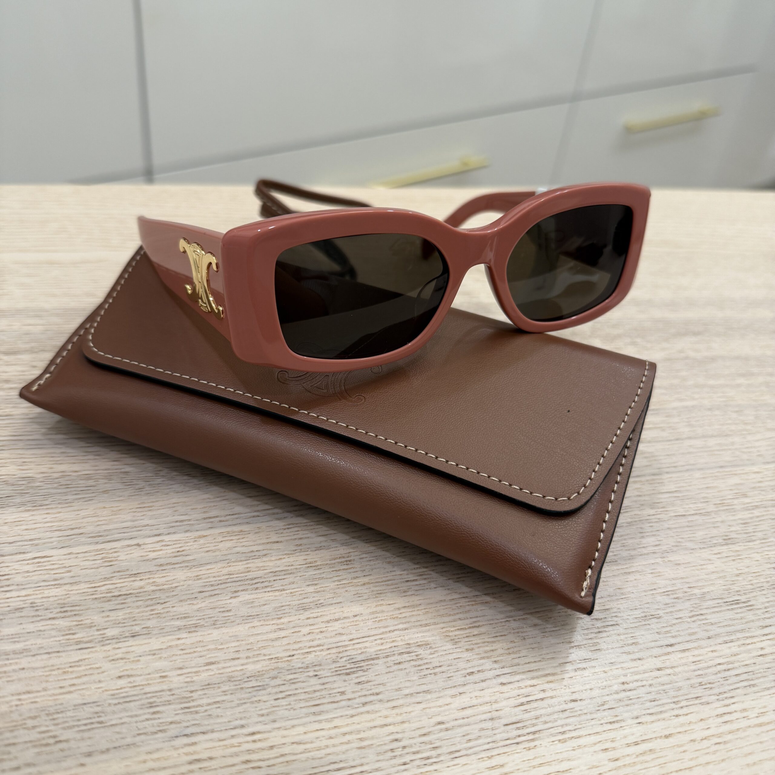 Celine Shiny Pink Brown Triomphe Sunglasses