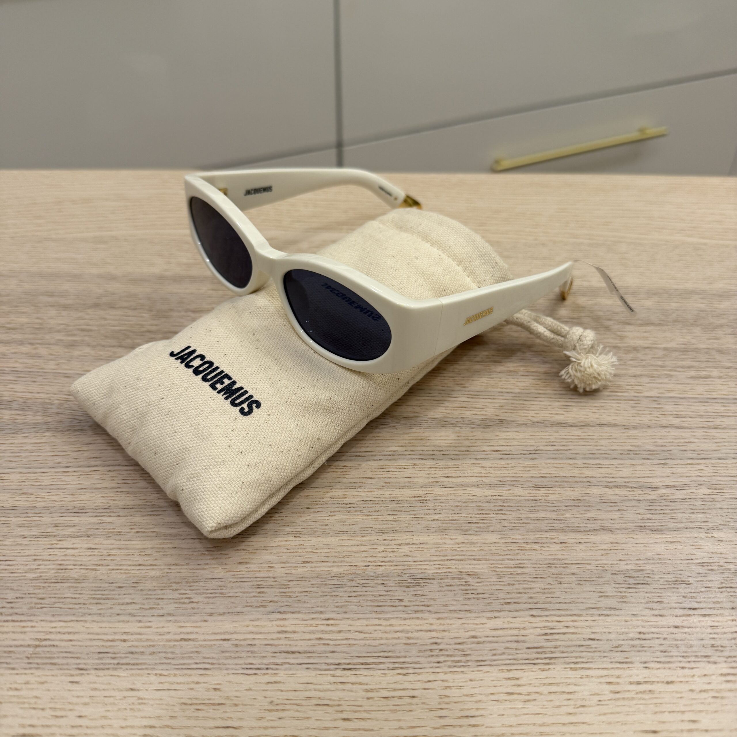 Jacquemus The Ovalo Sunglasses White and Yellow Gold
