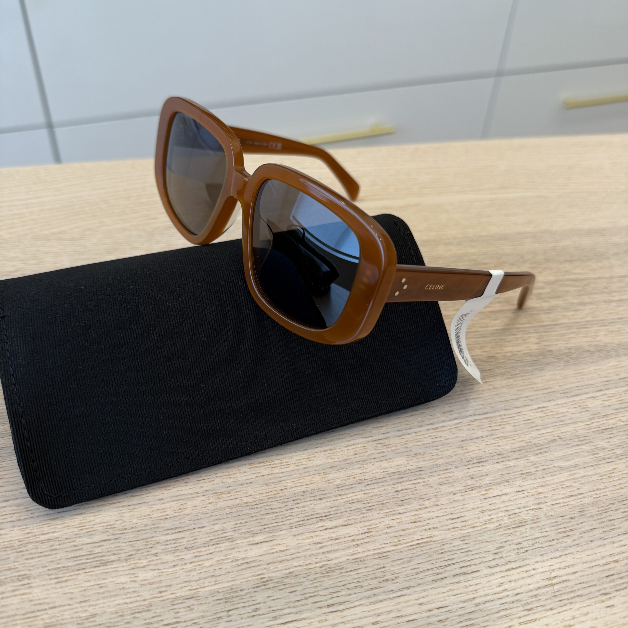 Celine Shiny Light Brown Bold 3 Dots Sunglasses