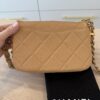 Chanel Shiny Lambskin Quilted Chain Around Flap Bag Beige