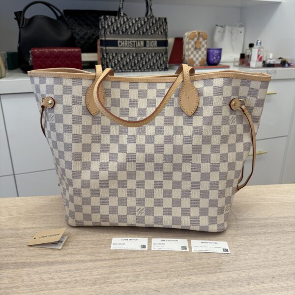Louis Vuitton Damier Azur Neverfull MM NM Rose Ballerine