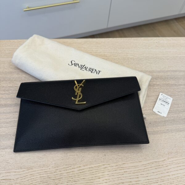 Saint Laurent Uptown Pouch in Leather Black GHW YSL