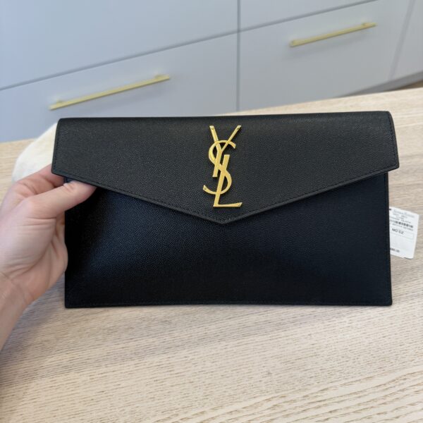 Saint Laurent Uptown Pouch in Leather Black GHW YSL