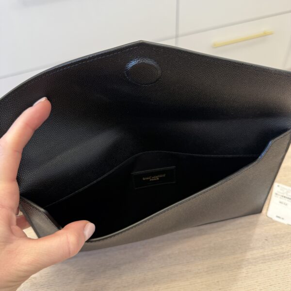Saint Laurent Uptown Pouch in Leather Black GHW YSL