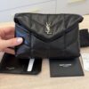 Saint Laurent Loulou Toy Puffer Pouch Clutch Bag Black SHW