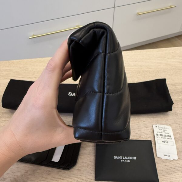 Saint Laurent Loulou Toy Puffer Pouch Clutch Bag Black SHW