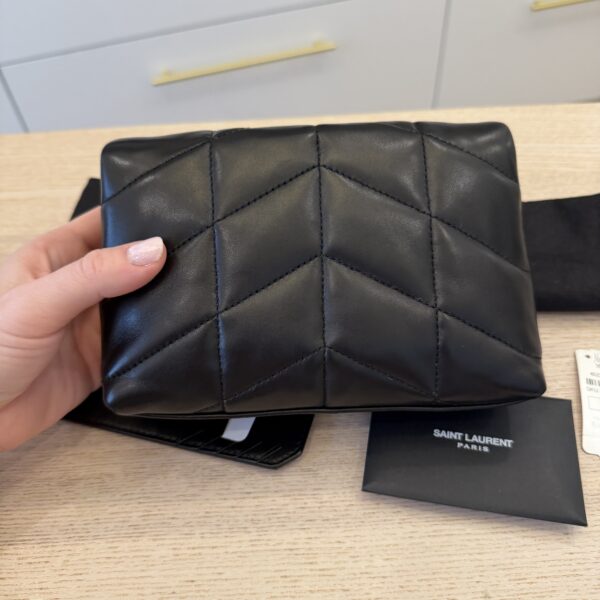 Saint Laurent Loulou Toy Puffer Pouch Clutch Bag Black SHW
