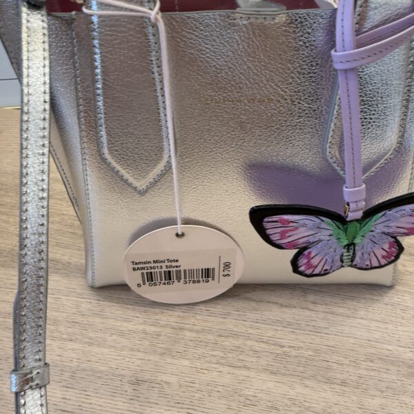 Sophia Webster Tamsin Mini Metallic Leather Tote Bag Silver
