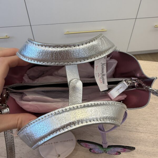 Sophia Webster Tamsin Mini Metallic Leather Tote Bag Silver