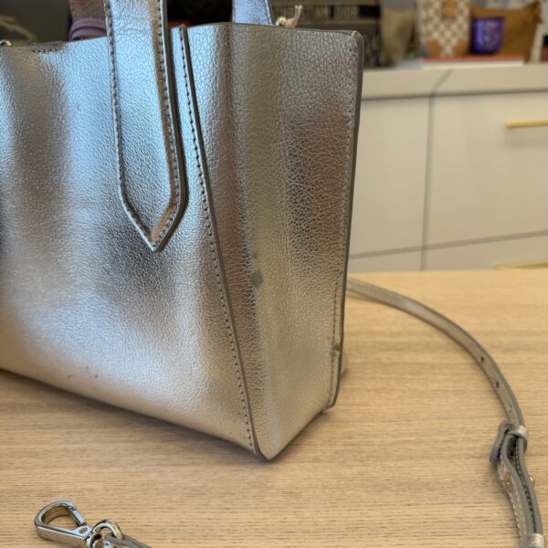 Sophia Webster Tamsin Mini Metallic Leather Tote Bag Silver