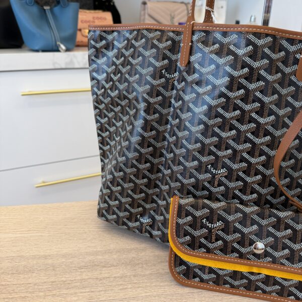 Goyard Goyardine Saint Louis PM Black and Tan Leather